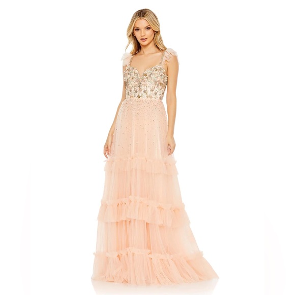 {Mac Duggal} Cap Sleeve Embellished Gown - Picture 1 of 12